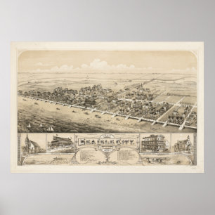 Vintage Pictorial Map of Sea Isle City NJ (1885) Poster