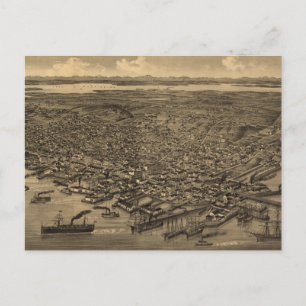 Vintage Pictorial Map of Seattle (1884) Postcard