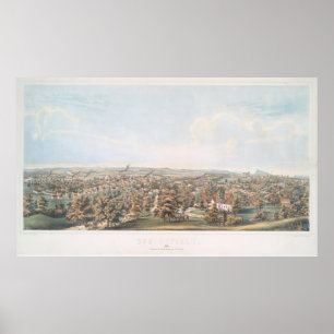Vintage Pictorial Map of Springfield MA (1851) Poster