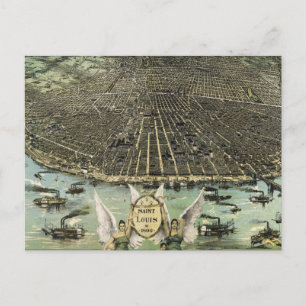 Vintage Pictorial Map of St. Louis (1896) Postcard