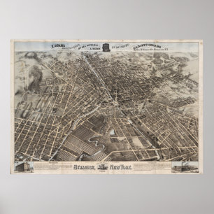 Vintage Pictorial Map of Syracuse New York (1874) Poster