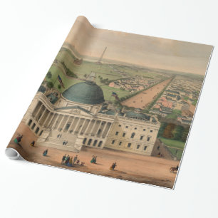 Vintage Pictorial Map of Washington D.C. (1880) Wrapping Paper