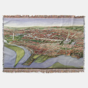 Vintage Pictorial Map of Washington D.C. (1901) Throw Blanket