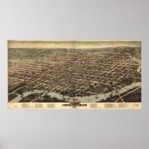 Vintage Pictorial Map of Wilmington DE (1874) Poster