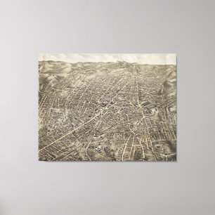 Vintage Pictorial Map of Worcester MA (1878) Canvas Print