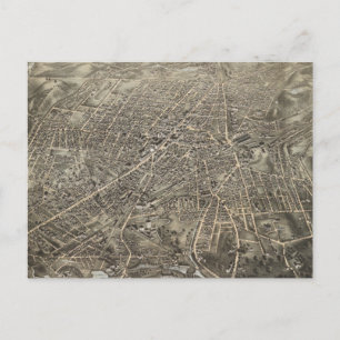 Vintage Pictorial Map of Worcester MA (1878) Postcard