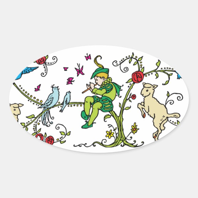 Vintage Pied Piper Oval Sticker (Front)