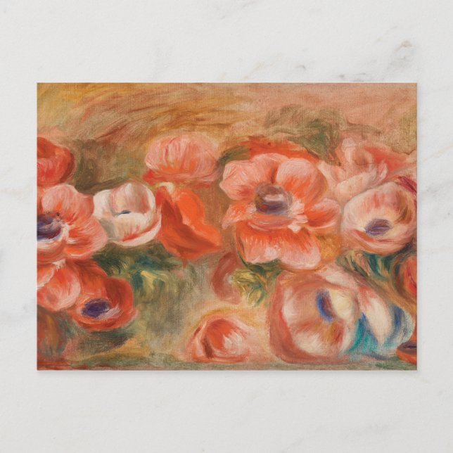Vintage Pierre Auguste Renoir Blue Pink Anemones Postcard (Front)