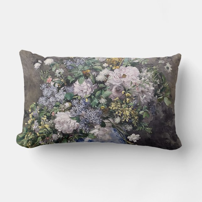 Vintage Pierre Auguste Renoir Spring Bouquet    Lumbar Cushion (Front)