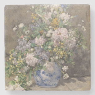 Vintage Pierre Auguste Renoir Spring Bouquet Stone Coaster