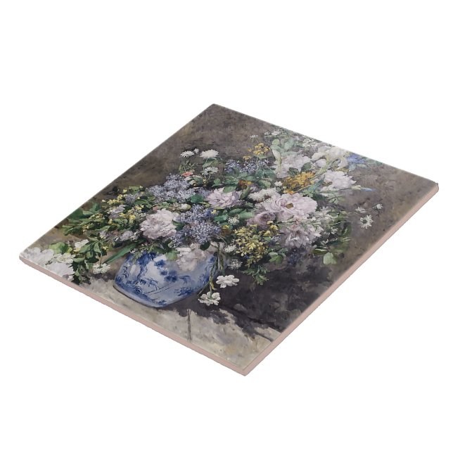 Vintage Pierre Auguste Renoir Spring Bouquet      Tile (Side)