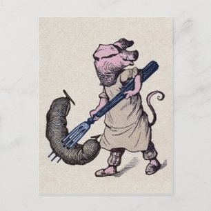 Vintage Pig and Sausage Postcard