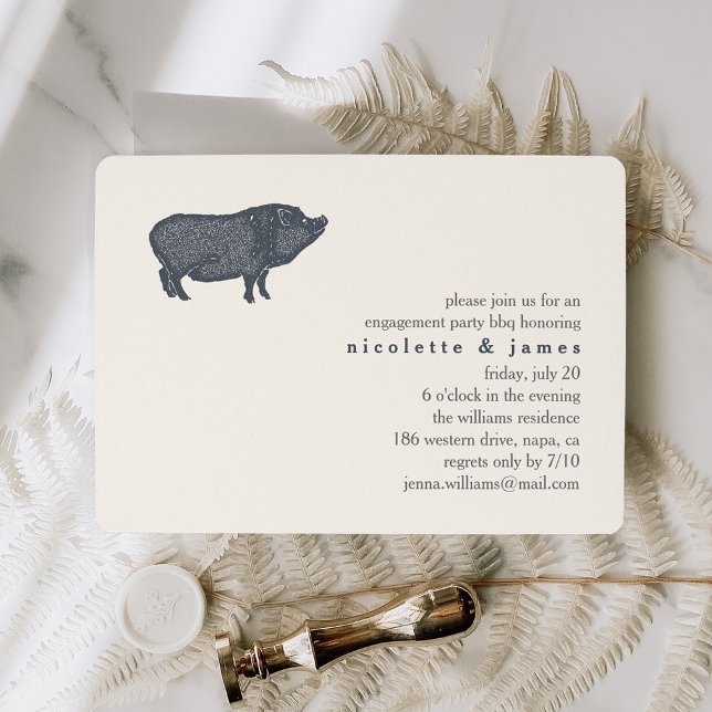 Vintage Pig | Engagement Party BBQ Invitation (Creator Uploaded)