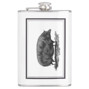 Vintage pig etching flask