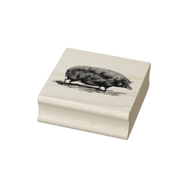 Vintage pig etching rubber stamp (Stamp)