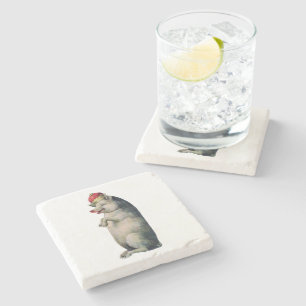Vintage Pig King Illustration Stone Coaster