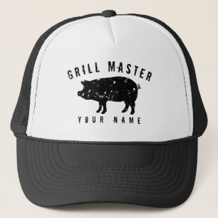 Vintage pig logo grill master hat for bbq king