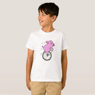 vintage Pig on monocycle   choose background colou T-Shirt