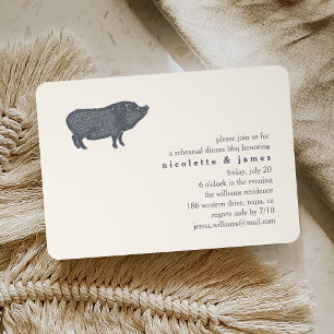 Vintage Pig   Rehearsal Dinner BBQ Invitation