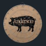 Vintage pig silhoutte custom dartboard<br><div class="desc">Vintage pig silhoutte custom dartboard. Rustic design with personalised text. Farm animal design. Upload your own image optionally.</div>