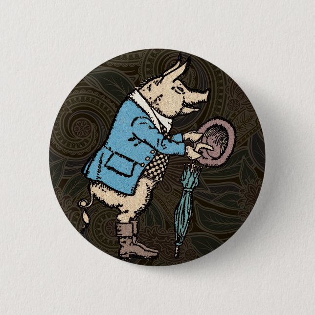Vintage Pig Wearing Jacket 6 Cm Round Badge (Front)