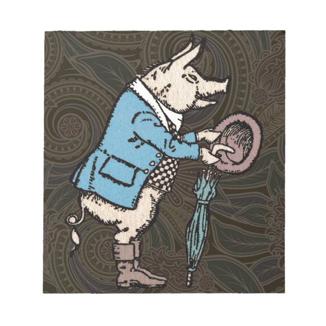 Vintage Pig Wearing Jacket Notepad (Front)