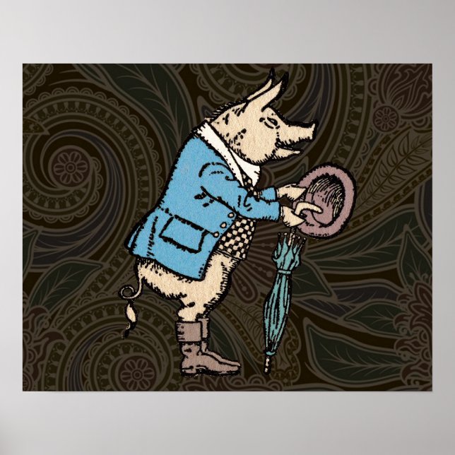 Vintage Pig Wearing Jacket Poster (Front)