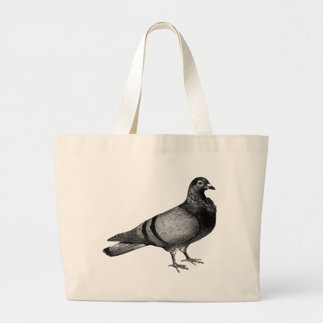 Vintage Pigeon gifts Large Tote Bag (Front)