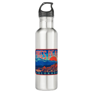 Vintage Pikes Peak Colorado Retro Style Mountains 710 Ml Water Bottle