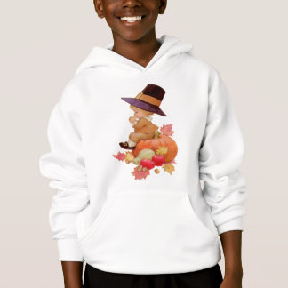 Vintage Pilgrim Boy Praying on Pumpkin