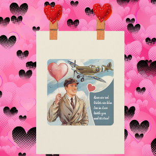 Vintage Pilot & Aeroplane Cute Valentine's Day Car Card