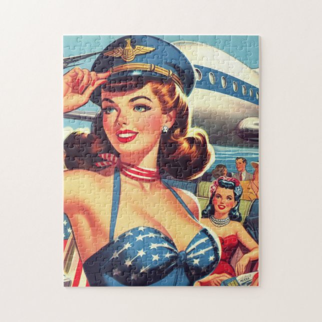 Vintage Pilot Pin-up Jigsaw Puzzle (Vertical)