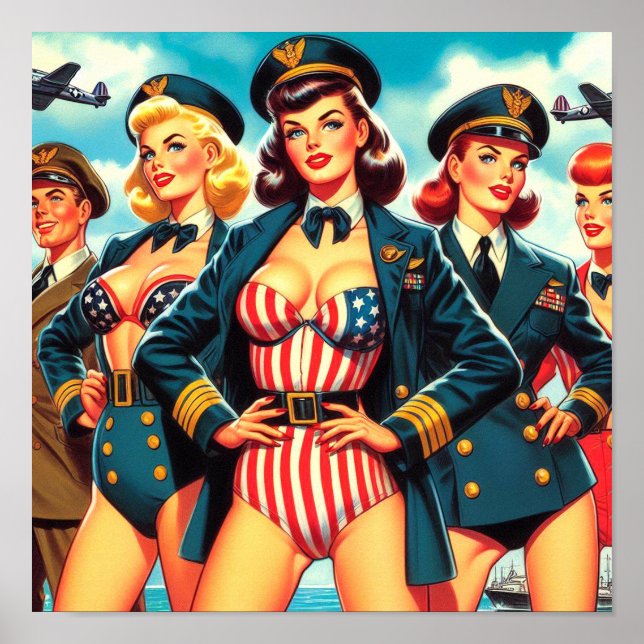 Vintage Pilot Pin-up Poster (Front)
