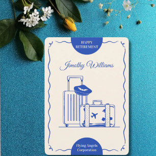 Vintage Pilot Retirement Suitcases Aeroplane Trave Holiday Card