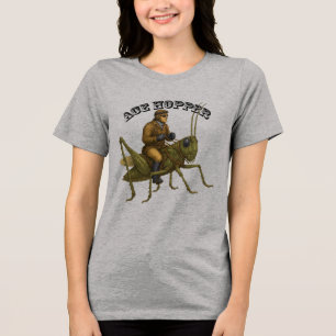 Vintage Pilot Riding a Giant Grasshopper URM Tri-Blend Shirt