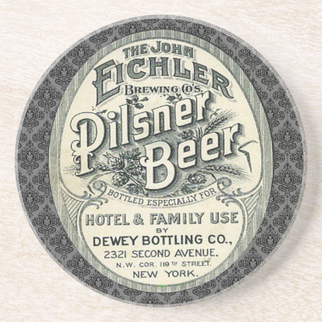 Vintage Pilsner Beer Ad Label Coaster (Front)