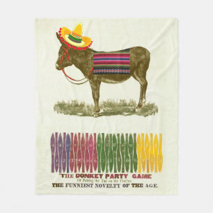 Vintage Pin the Tail on the Donkey Party Game Fleece Blanket