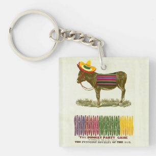 Vintage Pin the Tail on the Donkey Party Game Key Ring