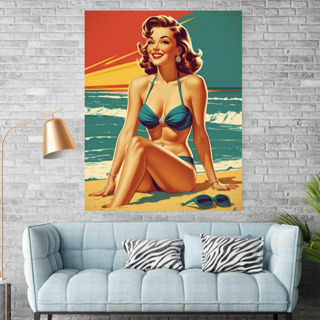 Vintage Pin Up Beach Retro Bikini Woman Poster (Creator Uploaded)