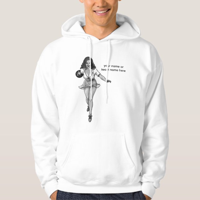 vintage pin-up bowling babe hoodie (Front)