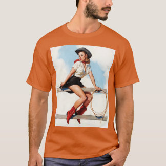 Vintage Pin Up Cowgirl T-Shirt