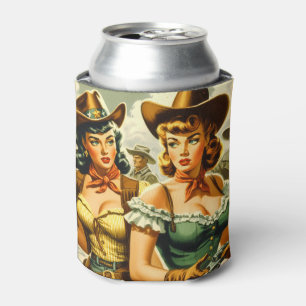 Vintage Pin-up Cowgirls Can Cooler