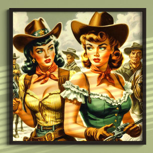 Vintage Pin-up Cowgirls Poster