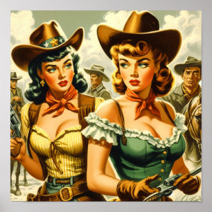 Vintage Pin-up Cowgirls Poster