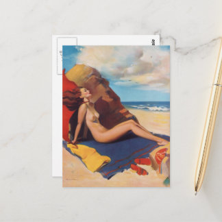 VINTAGE PIN UP GIRL ART POSTCARD
