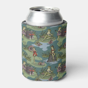 Vintage Pin-Up Girl Frogs Can Cooler