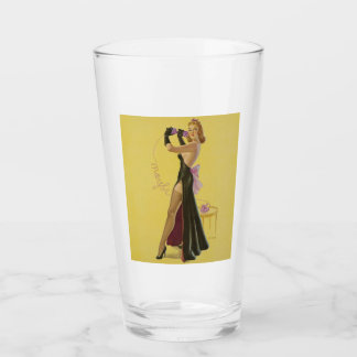 Vintage Pin Up Girl Pint Drinking Glass