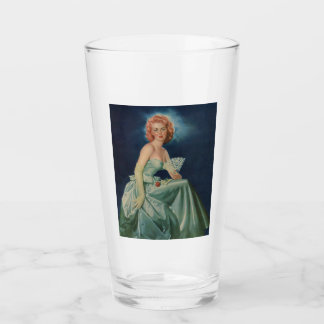 Vintage Pin Up Girl Pint Drinking Glass