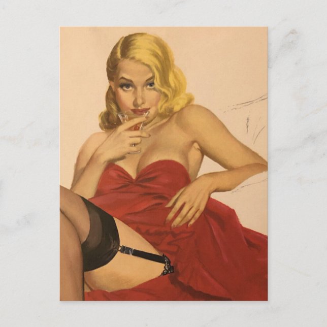 Vintage Pin Up girl Postcard (Front)