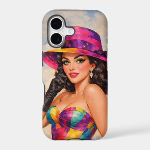 Vintage Pin-Up Portrait with Colorful Fedora